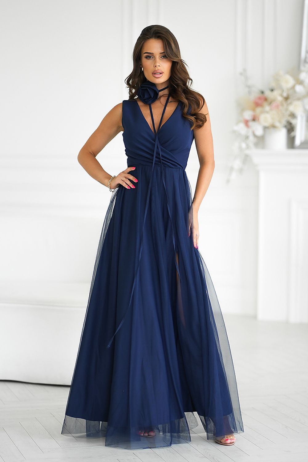 Robe longue Bicotone - bleu marine / 34